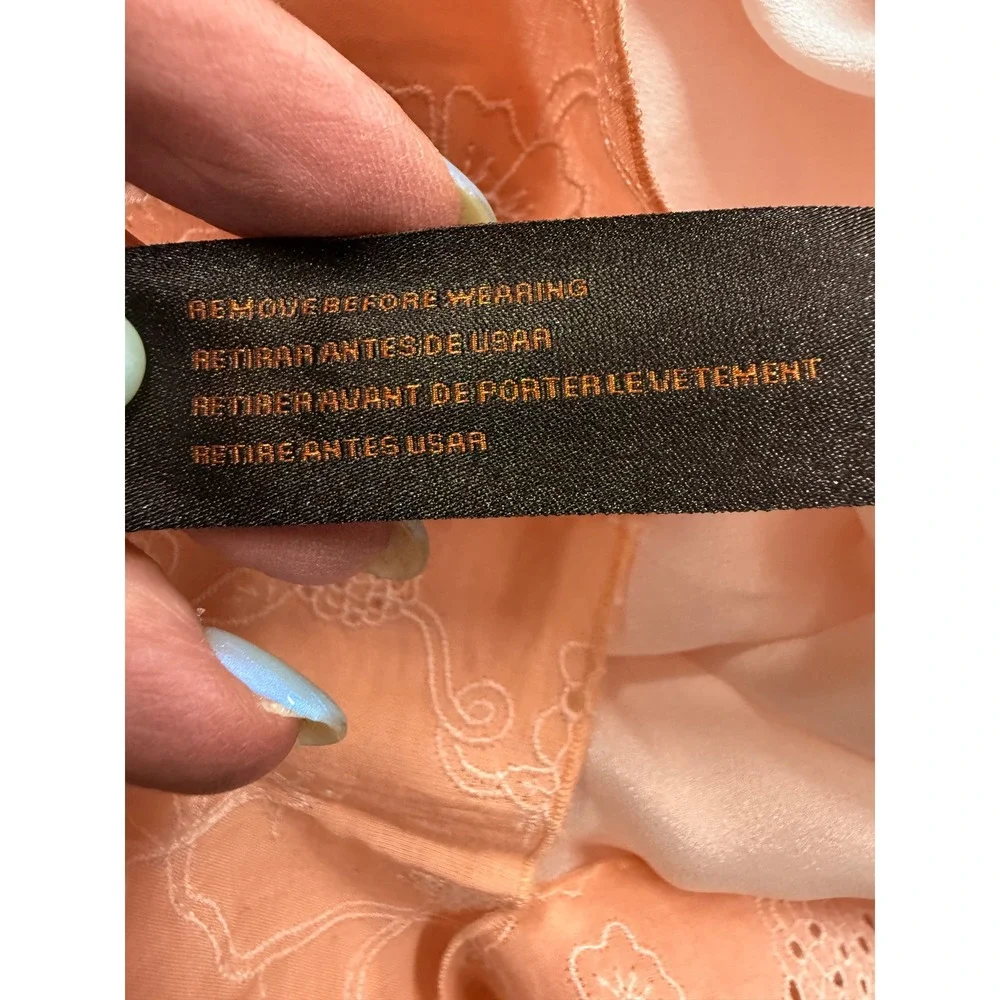 Coach New York Peach Eyelet Embroidered Drop Waist Ruffle Shift Dress Womens 0